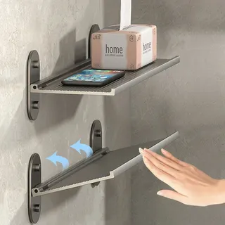 Étagère murale pliante aluminium gris mat minimaliste nervurée…