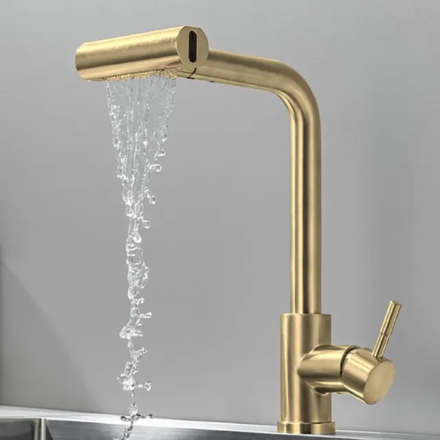 Robinet de cuisine en or brossé extractible cascade noir… – vue 5