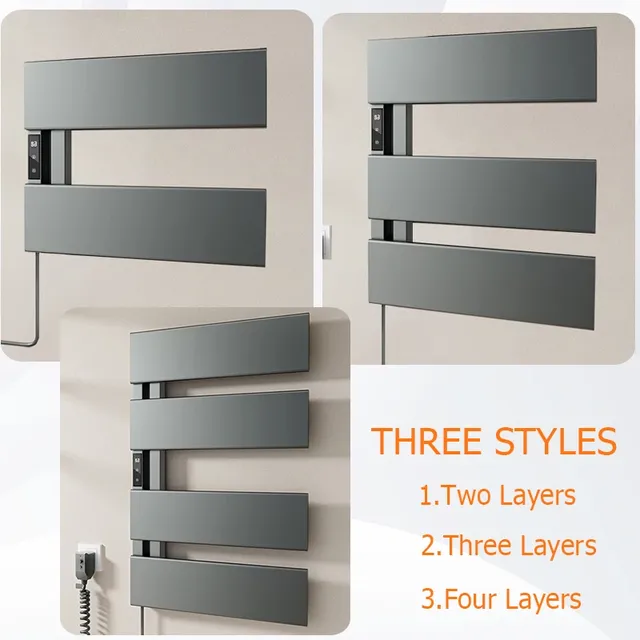 Sèche serviettes mural électrique aluminium laqué gris… – vue 4