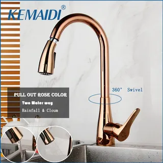 KEMAIDI Rose Robinets de cuisine d'argent et noir simple Poignée Out…