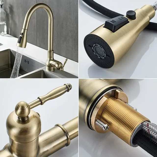Mitigeur cuisine bronze antique laiton brossé bec haut… – vue 5
