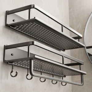 Support de salle de bain étagère de salle de bain espace de toilette support suspendu en aluminium organisateur de salle de bain accrocher au mur