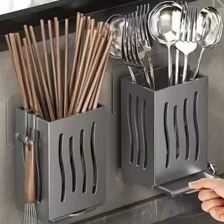 Organisateur rangement couverts mural cuisine acier gris mat perforé…