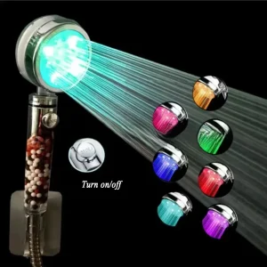 LED 3/7 couleurs contrôle de la température buse de pulvérisation colorée automatiquement changement de couleur lumière LED douche économie d’eau pomme de douche LED 3/7 couleurs contrôle de la température buse de pulvérisation colorée automatiquement changement de couleur lumière LED douche économie d’eau pomme de douche