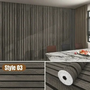 Panneaux muraux 3D en fausse bois, panneaux pelés et cannelés, rouleau de panneaux en bois en mousse PVC auto-adhésif Flexible pour décoration des murs de la pièce