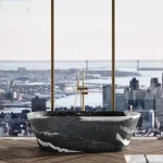 Baignoire en marbre autoportante personnalisable, baignoire en pierre naturelle, baignoire de trempage de luxe pour Villa/hôtel, bain crème royale Carrara de 180cm