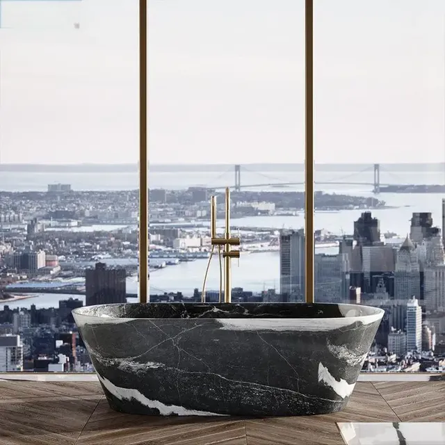 Baignoire en marbre autoportante personnalisable