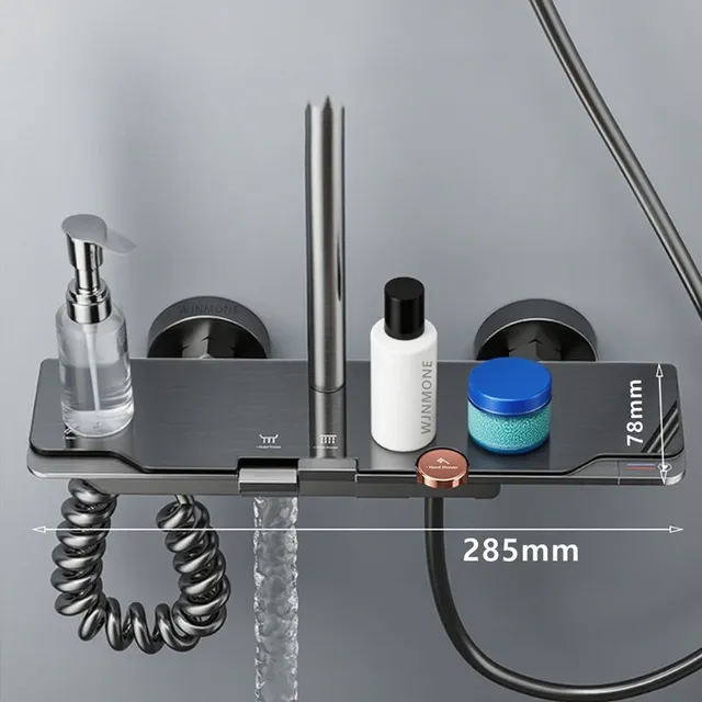 Système de douche en laiton chromé/gris – vue 3