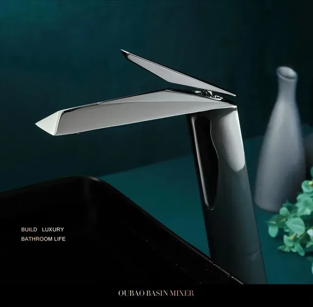 Robinet lavabo laiton massif brossé doré PVD monotrou… – vue 6