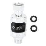 Thermomètre de douche en acier inoxydable, étanche, affichage numérique LED, moniteur de température de l&rsquo;eau du robinet avec écrou de 1/2 pouces pour baignoire