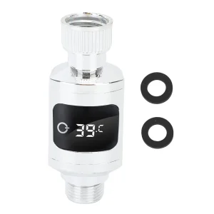 Thermomètre de douche en acier inoxydable, étanche, affichage numérique LED, moniteur de température de l’eau du robinet avec écrou de 1/2 pouces pour baignoire Thermomètre de douche en acier inoxydable, étanche, affichage numérique LED, moniteur de température de l’eau du robinet avec écrou de 1/2 pouces pour baignoire