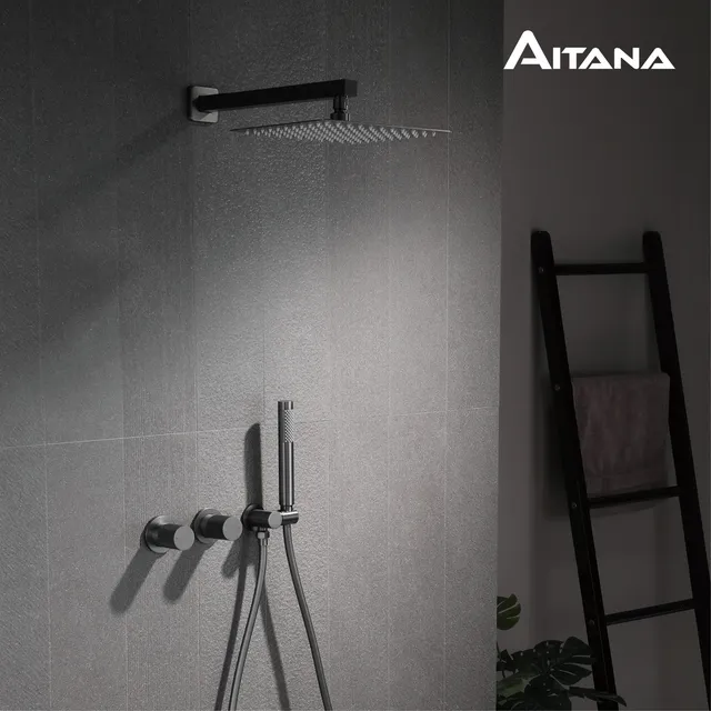 Salle de bain de luxe en laiton pistolet gris système de…