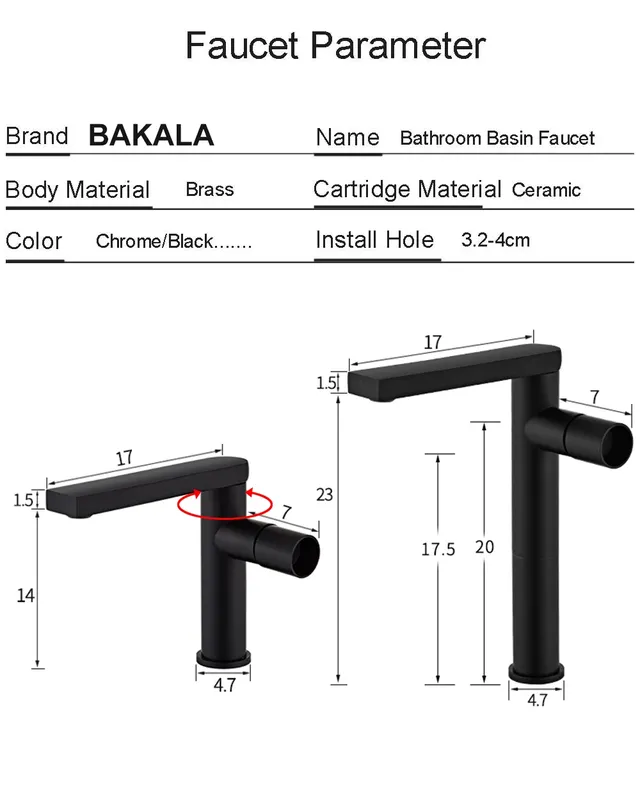 Robinet mitigeur de lavabo de salle de bains poli noir… – vue 5