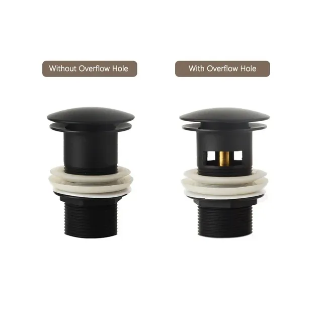 Bonde lavabo mécanisme clic clac laiton finition noir… – vue 4