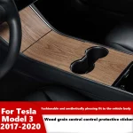 Autocollant de panneau de commande Central pour Tesla modèle 3 2017 – 2020, accessoires de voiture à Grain de bois, protection intérieure modèle trois