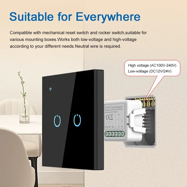 Module de commutation WiFi et zigbee à Contact sec… – vue 3
