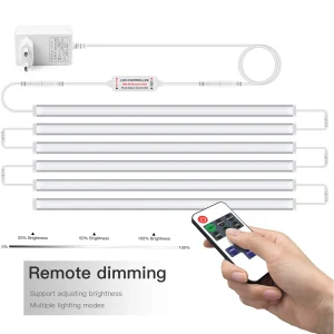 Dimmable COB sous armoire lumière LED barre de lumière de nuit DC12V cuisine placard lumière salle de bain Table livre lumière interrupteur à distance 40/50 cm