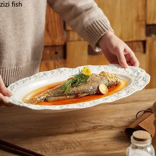 Assiette ovale Texture roche