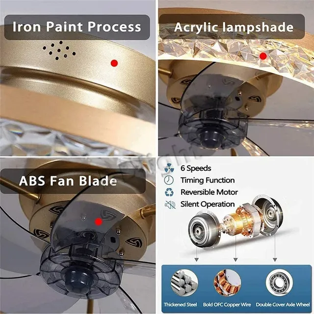 Plafonnier LED avec ventilateur intégré et télécommande – vue 6