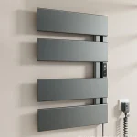 Chauffe-serviettes électrique mural avec minuterie intégrée, chauffe-serviettes en aluminium étanche pour salle de bain
