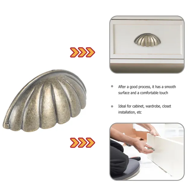 Lot six poignées coquille demi lune cannelées alliage… – vue 2