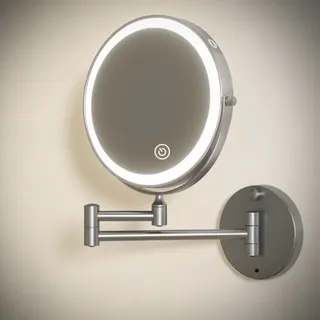 Miroir cosmétique pliant en laiton LED