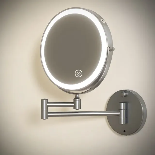 Miroir cosmétique pliant en laiton LED