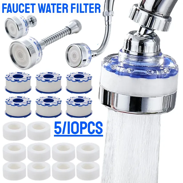 Aérateur filtre robinet chromé transparent bleu rotatif…
