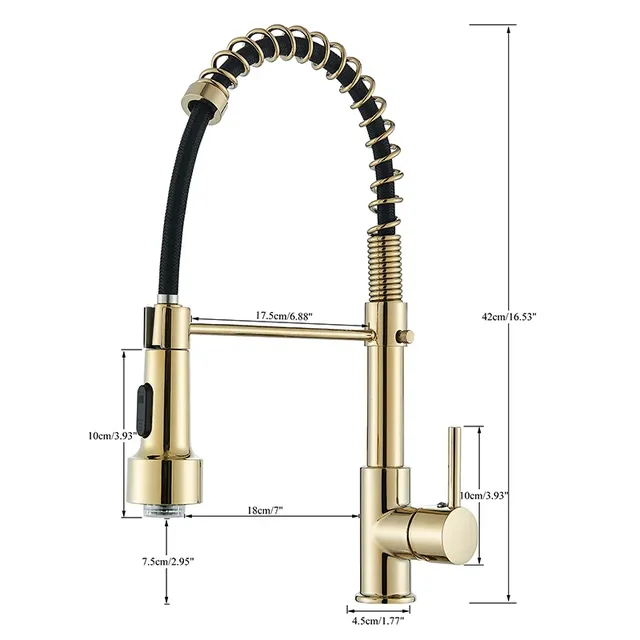 Robinet de cuisine en or brossé – vue 5