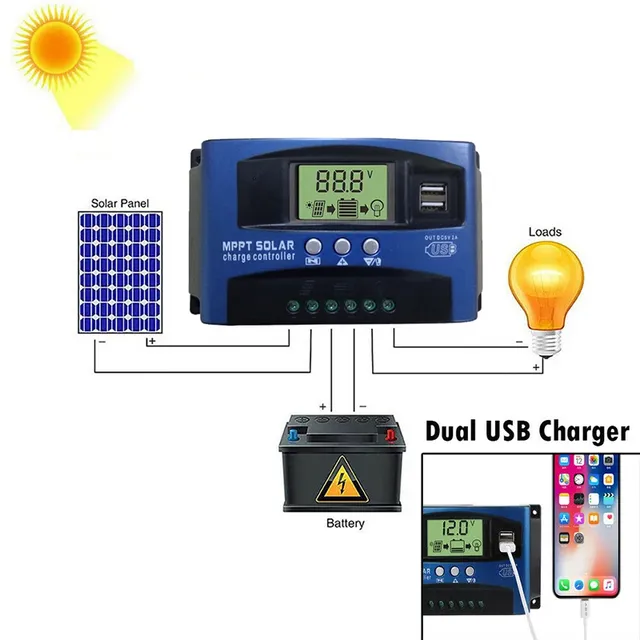 Contrôleur de Charge solaire MPPT 100A 60A 50A 40A 30A – vue 3