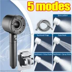 Ensemble de pomme de douche haute pression, 5 Modes, buse de pulvérisation à main, pomme de douche avec support de tuyau, accessoires de robinetterie de salle de bains