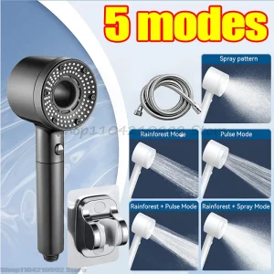 Ensemble de pomme de douche haute pression, 5 Modes, buse de pulvérisation à main, pomme de douche avec support de tuyau, accessoires de robinetterie de salle de bains