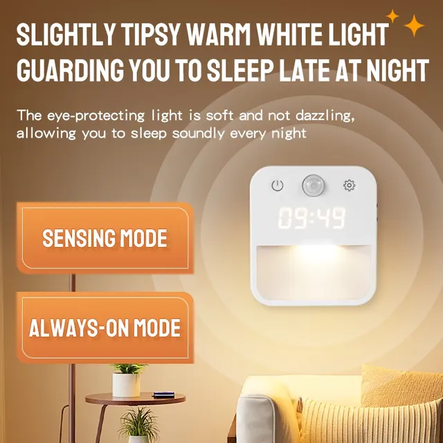 LED intelligente veilleuse horloge moderne applique ue… – vue 3