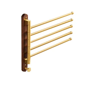 porte serviettes rotatif mural cinq bras noyer aluminium laiton doré platine bois foncé gain place moderne finition laquée