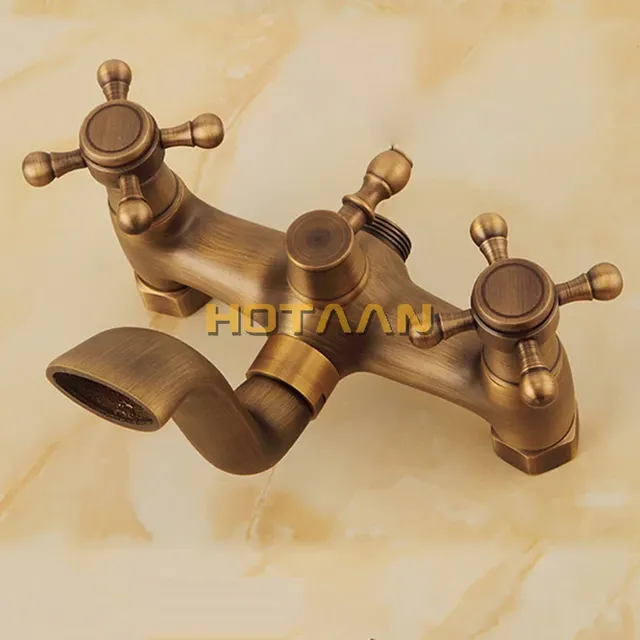 Mitigeur bain douche mural laiton bronze antique double… – vue 4