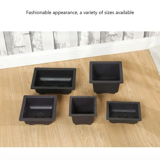 Lot cinq pots carrés rectangulaires plastique surface…