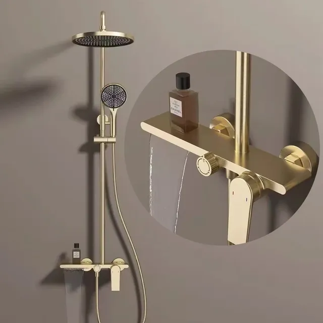 Ensemble de système de douche de salle de bains chromé… – vue 3
