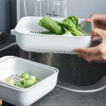 Panier de vidange de rangement de cuisine, trois pièces, panier de légumes créatif pour le lavage de la maison, panier de fruits en plastique, panier de rangement, articles ménagers