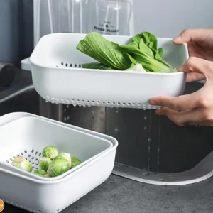 Panier de vidange de rangement de cuisine, trois pièces, panier de légumes créatif pour le lavage de la maison, panier de fruits en plastique, panier de rangement, articles ménagers