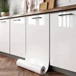 Papier peint auto-adhésif imperméable en PVC avec perles, noir/blanc, pour garde-robe, cuisine, pâte à haute brillance, autocollants muraux pour meubles, DIY bricolage