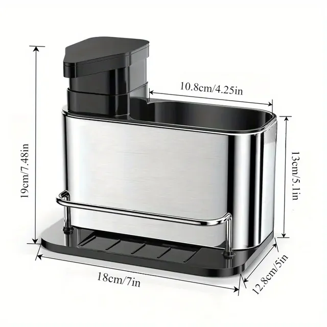 Distributeur savon liquide organiseur évier inox brossé… – vue 3