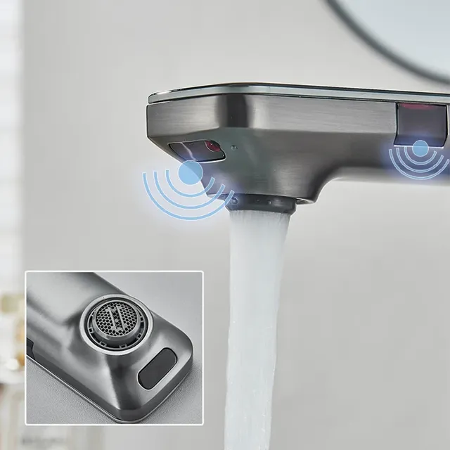 Robinet de lavabo à capteur intelligent gris pistolet – vue 2