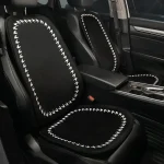 Housse de siège de voiture en peluche courte et douce, ensemble complet, tapis de Protection universel noir pour siège de voiture, accessoires de voiture mignons, housses de siège intérieures pour femme