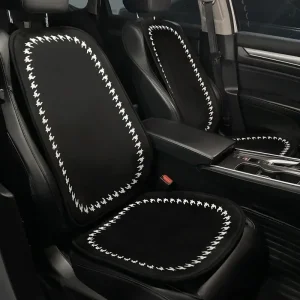 Housse de siège de voiture en peluche courte et douce, ensemble complet, tapis de Protection universel noir pour siège de voiture, accessoires de voiture mignons, housses de siège intérieures pour femme Housse de siège de voiture en peluche courte et douce, ensemble complet, tapis de Protection universel noir pour siège de voiture, accessoires de voiture mignons, housses de siège intérieures pour femme