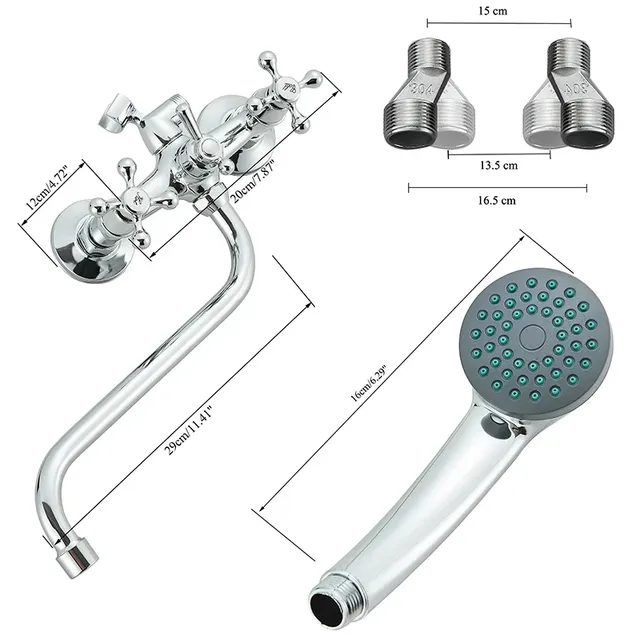 Robinet mural baignoire douche chrome alliage zinc… – vue 2