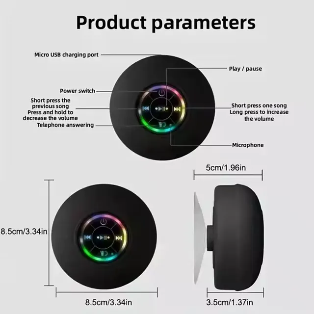 Haut-parleur Bluetooth étanche pour salle de bain – vue 6