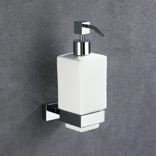 Distributeur savon mural céramique pompe chromée support laiton…