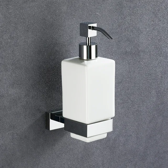 Distributeur savon mural céramique pompe chromée support…