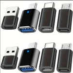 Ensemble d&rsquo;adaptateurs 8 pièces, adaptateur USB femelle vers type-c mâle, convertisseur USB-C vers USB, connecteur micro USB vers USB-C USB-C vers micro mâle