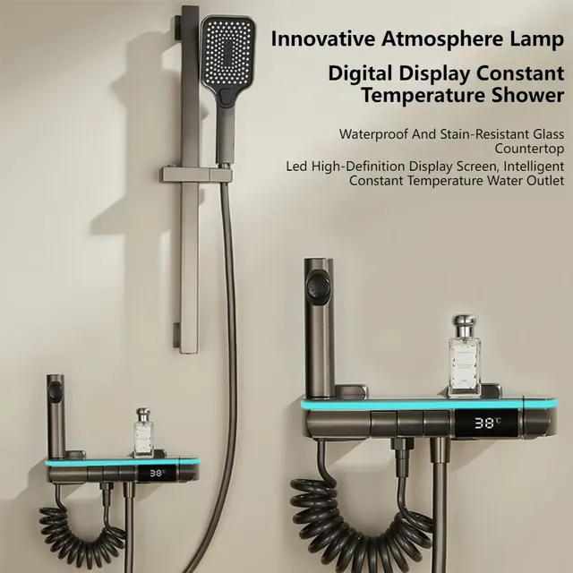 Ensemble de système de douche moderne blanc gris – vue 2